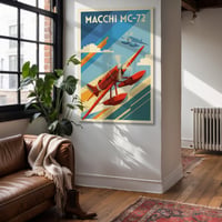 Image 1 of Stampa Fine Art ispirata al leggendario Macchi MC-72 dei record - Art Déco inspired aviation prints
