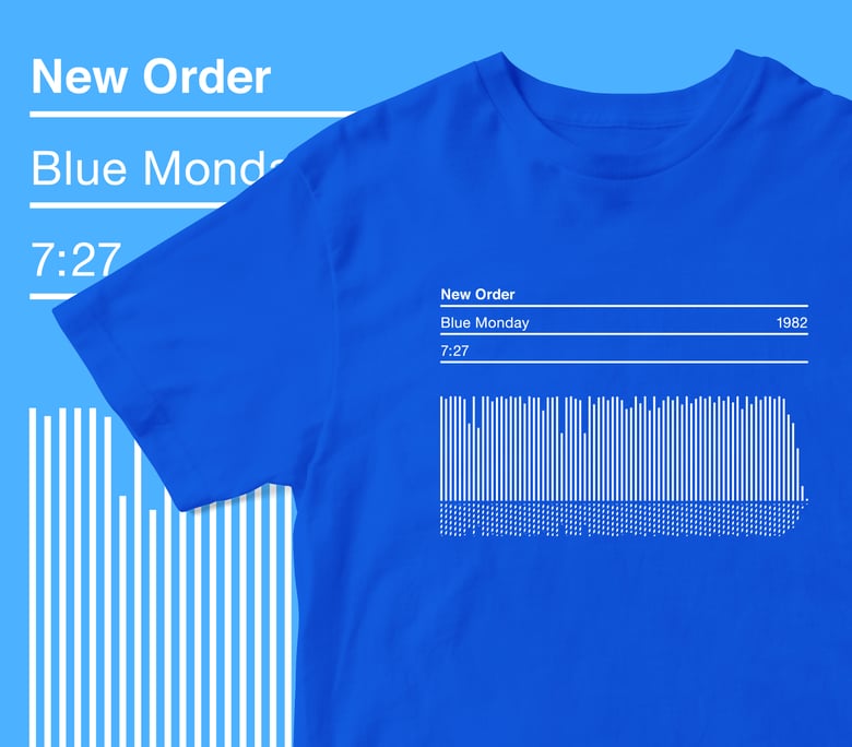 Image of New Order T shirt Blue Monday Song Sound Wave Graphic T shirt