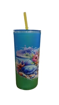 Image 2 of Frosted Plastic Tumbler Beach Themed