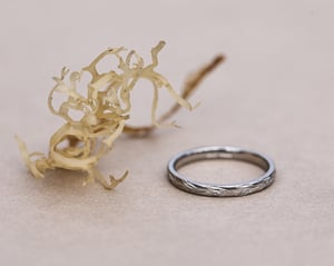 Image of 2mm Platinum ‘Olive leaf’ engraved ring