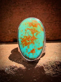 Image 5 of WL&A Handmade Heavy Ingot Split Cuatro Gem Grade Green Matrix Royston Ring - Size 11