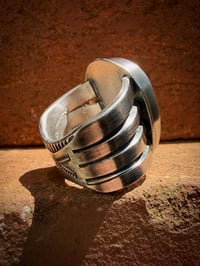 Image 7 of WL&A Handmade Heavy Ingot Split Cuatro Gem Grade Green Matrix Royston Ring - Size 11