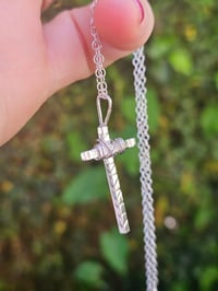 Image 2 of Ladies Wrapped Wire Cross Necklace - Sterling Silver 