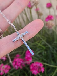 Image 5 of Ladies Wrapped Wire Cross Necklace - Sterling Silver 