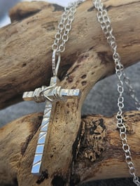 Image 6 of Ladies Wrapped Wire Cross Necklace - Sterling Silver 