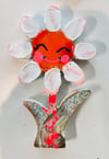 Orange and Pink Daisy - original wood flower