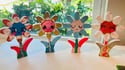 Orange and Pink Daisy - original wood flower