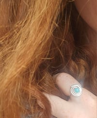 Image 2 of Ready to ship! Sterling Silver Swirl Gemstone Ring - UK size M 