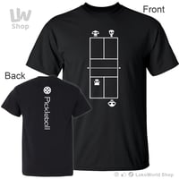 Image 1 of Pickleball, Court, Players, Cool Skulls, PB02, Unisex Black T-shirt