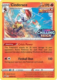 Cinderace - SWSH112 (Prerelease) - SWSH: Sword & Shield Promo Cards - Near Mint