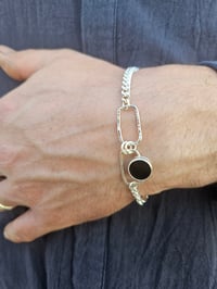 Image 2 of Ready to ship! Mens curb chain Bracelet -  Black onyx and Sterling Silver 