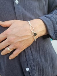 Image 3 of Ready to ship! Mens curb chain Bracelet -  Black onyx and Sterling Silver 