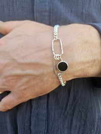 Image 1 of Ready to ship! Mens curb chain Bracelet -  Black onyx and Sterling Silver 