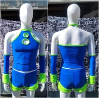 Image 1 of COBALT/NEON GREEN Top/Shorts/Arm Warmers