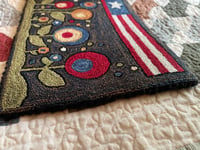 Image 4 of Grammies Pennies Primitive Punch Needle Decorative Folk Art Mat/Mini Rug~~