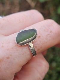 Image 3 of Ready to ship! Green Cornish Seaglass Ring 