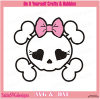Image 1 of Girly Skull and Bones Design SVG Files, Cricut, Studio, Digital Cut Files