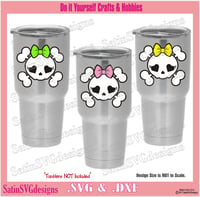 Image 2 of Girly Skull and Bones Design SVG Files, Cricut, Studio, Digital Cut Files