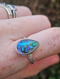Image 2 of Sterling Silver and Abalone Shell Teardrop Ring 