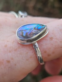 Image 3 of Sterling Silver and Abalone Shell Teardrop Ring 