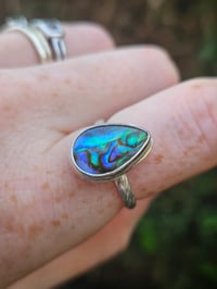 Image 4 of Sterling Silver and Abalone Shell Teardrop Ring 