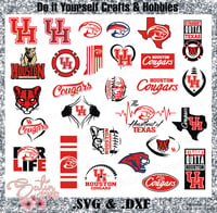 Image 1 of Houston Cougars University Designs. SVG Files, Cricut, Studio, Digital Cut Files