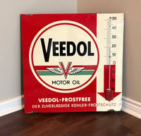 Image 2 of Vintage (ca. 1960s) German (Enamel) Veedol Motor Oil Advertising Sign w/Functional Thermometer