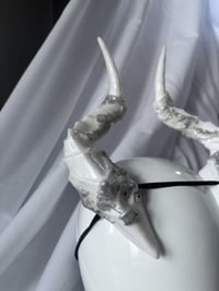 Image 6 of White Filagree Succubus Horns | Silver wash | Large
