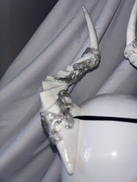 Image 10 of White Filagree Succubus Horns | Silver wash | Large