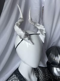 Image 1 of White Filagree Succubus Horns | Silver wash | Large