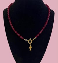 Image 1 of Deep Red Fish Pendant Necklace 