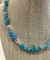 Image 2 of Blue Stone Fish Necklace