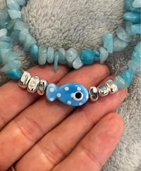 Image 4 of Blue Stone Fish Necklace