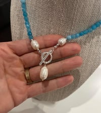 Image 2 of Aqua blue stone Necklace With Freshwater Pearls