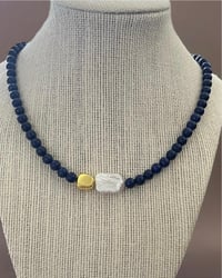 Image 1 of Lapis Lazuli Necklace With Baroque Pearl