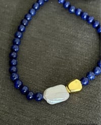 Image 3 of Lapis Lazuli Necklace With Baroque Pearl
