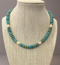 Image 1 of Turquoise Boho Necklace With Pearls 