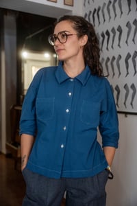 Image 1 of Camicia blu a costine