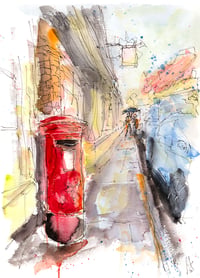 Image 1 of The Red Post Box, Cerne Abbas - Fine Art Print