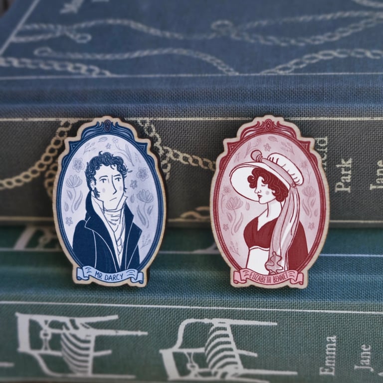 PIN'S PORTRAIT EN BOIS - JANE AUSTEN OU DARCY (DEUX MODÈLES) Image 6