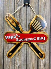 Image 1 of 15” Papa’s BBQ Wooden Sign