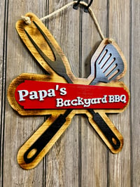 Image 2 of 15” Papa’s BBQ Wooden Sign
