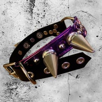 Image 2 of Iridescent purple two tone split o-ring spiked choker