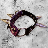 Image 4 of Iridescent purple two tone split o-ring spiked choker