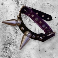 Image 7 of Iridescent purple two tone split o-ring spiked choker
