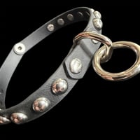 Image 2 of Faux leather Round spot rivet bondage collar