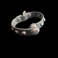 Image 2 of Black faux leather round spot bondage snap cuff