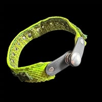 Image 4 of Neon green snake textured bondage ring choker 