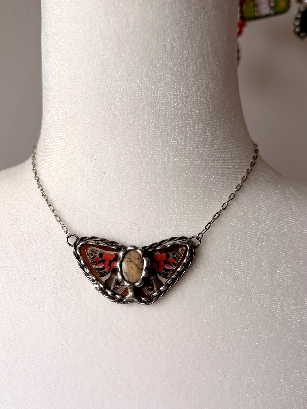 Image of Butterfly Wing with Jasper Stained Glass Necklace