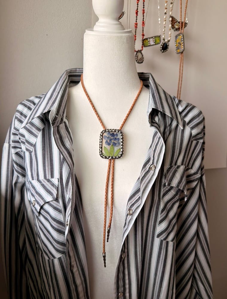 Image of Pressed Bluebonnet Bolo Tie